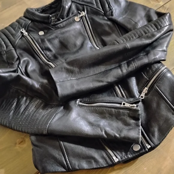 Zara Black Leather Moto Jacket - Picture 3 of 12